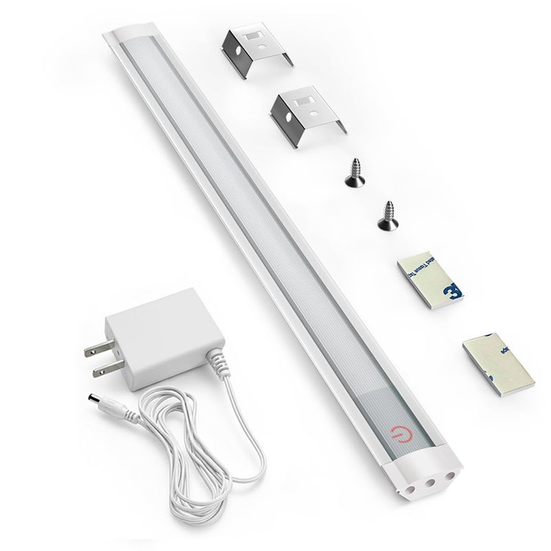 MYPLUS Under Cabinet Lights, 12" Touch Activated and Dimmable Aluminum LED Bar for Kitchen, Workbench and Desk, Warm White 3000K, Plug-in, Sliver - Image 1